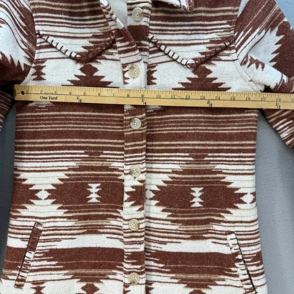 Idyllwind Shacket Women's Xs Brown Cream Southwester Print Western Gear Wool - Picture 8 of 12
